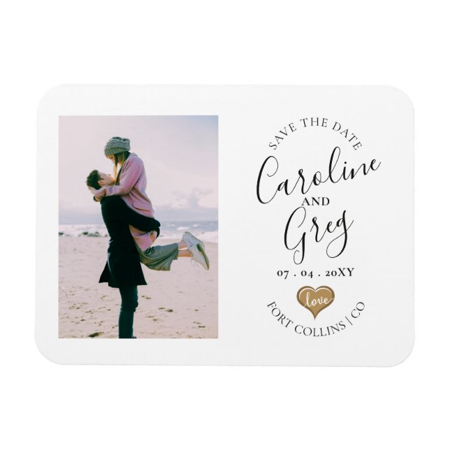 Modern Stylish Love Typography Save the Date Photo Magnet (Horizontal)