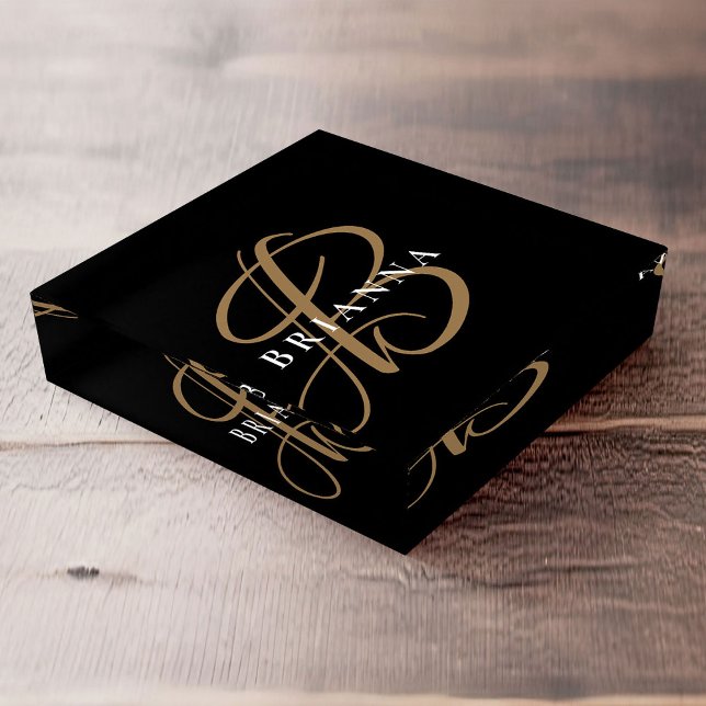 Modern Stylish Luxe Custom Monogram Script Paperweight (Creator Uploaded)