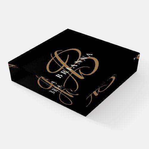 Modern Stylish Luxe Custom Monogram Script Paperweight