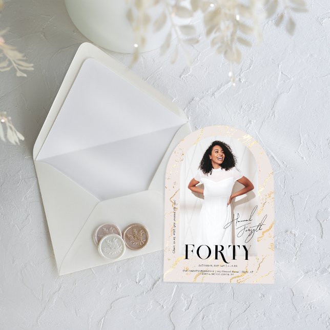 Modern Stylish Magazine | 40th Birthday Photo Acrylic Invitations (Creator Uploaded)