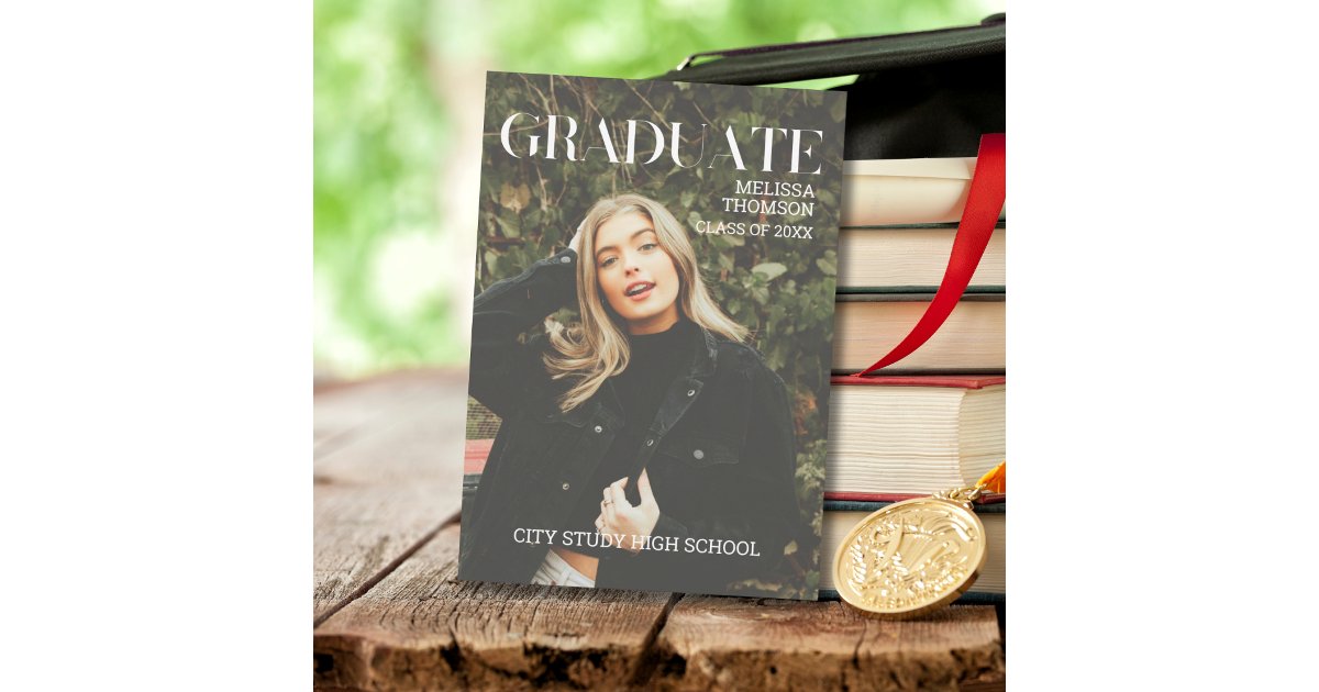 Graduation Photo Magazine Modern Stylish Magazine Cover Graduation Photo Announcement | Zazzle