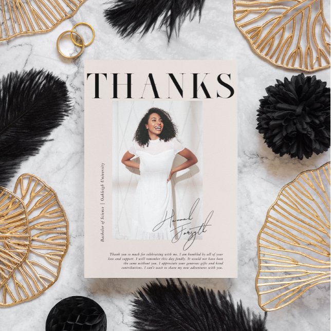 Modern Stylish Magazine | Graduation Photo  Thank You Card (Creator Uploaded)