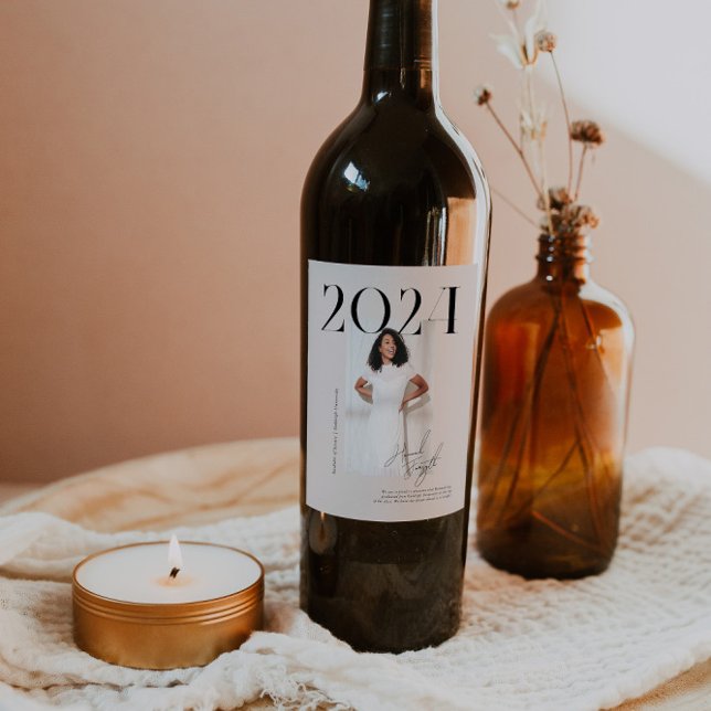 Modern Stylish Magazine | Graduation Photo  Wine Label (Creator Uploaded)