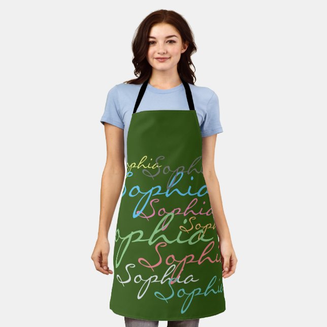 Modern Stylish Maximalist Custom Name Typography Apron (Worn)