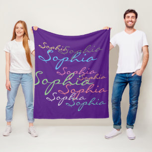 Modern Stylish Maximalist Custom Name Typography Fleece Blanket