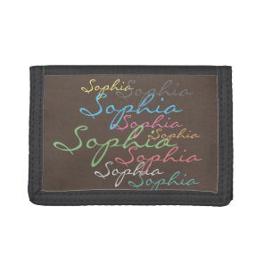 Modern Stylish Maximalist Custom Name Typography Tri-fold Wallet