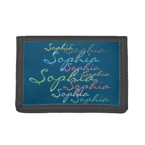 Modern Stylish Maximalist Custom Name Typography Tri-fold Wallet