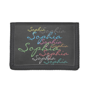 Modern Stylish Maximalist Custom Name Typography Tri-fold Wallet