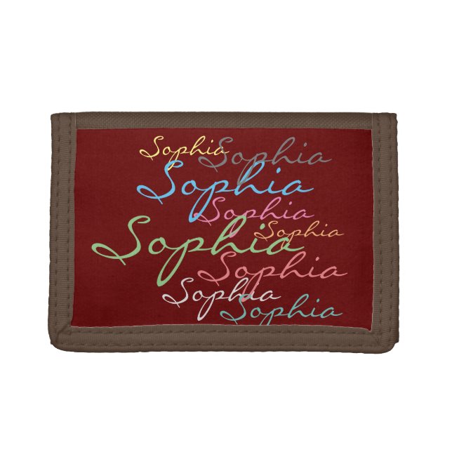Modern Stylish Maximalist Custom Name Typography Trifold Wallet (Front)