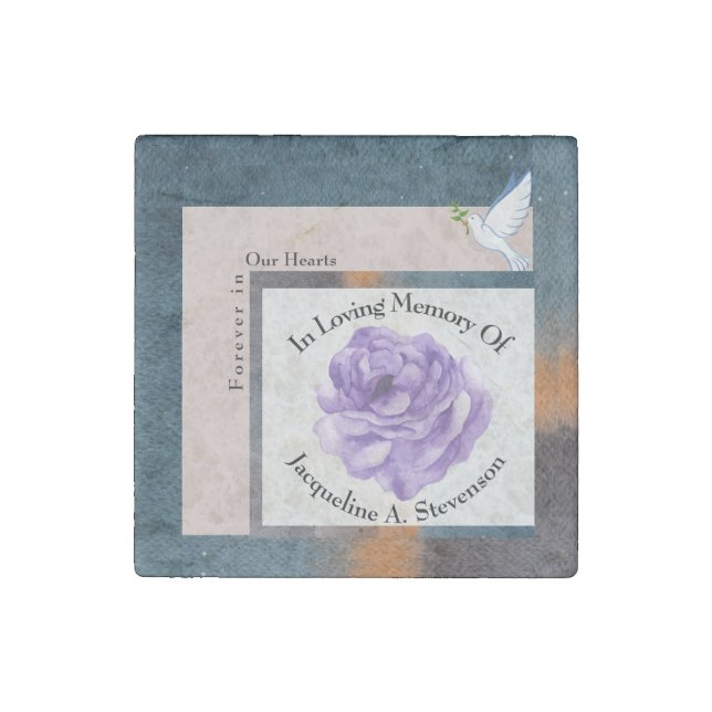 Modern Stylish Memorial Remembrance Keepsake  Stone Magnet (Front)