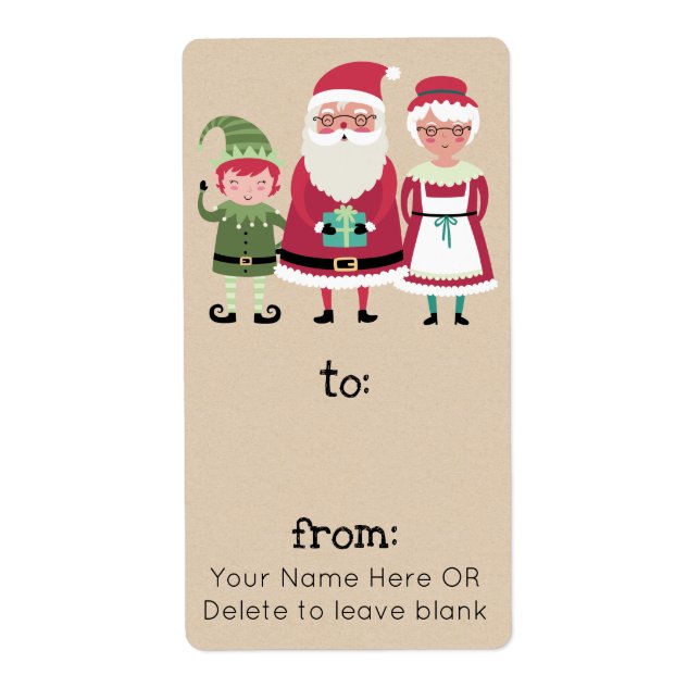 Modern Stylish Merry Christmas Santa Elf Gift Tag (Front)