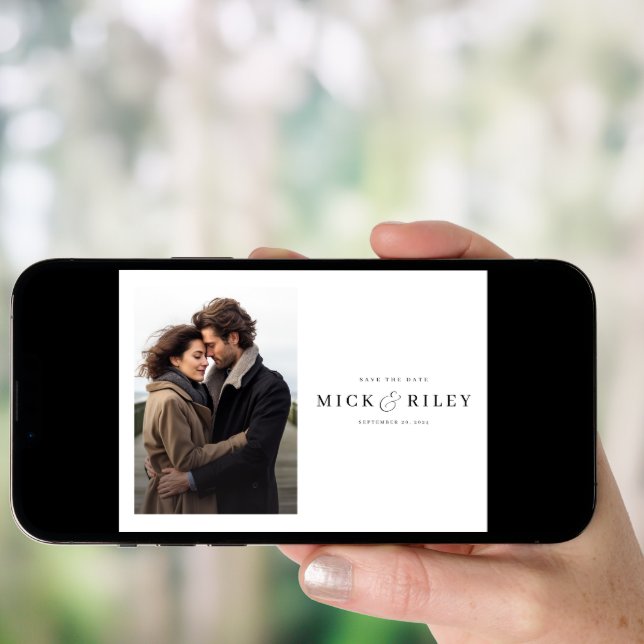 Modern Stylish Minimal Photo Wedding Save The Date Invitation (Front Digital)