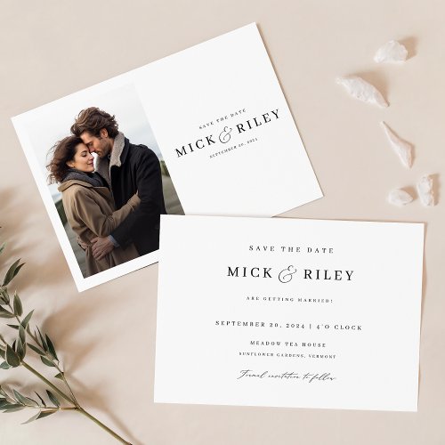 Modern Stylish Minimal Photo Wedding Save The Date Invitation