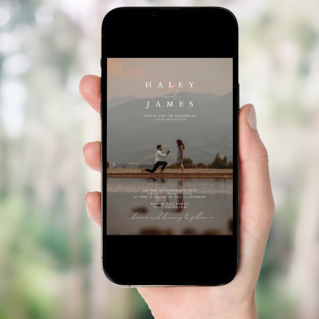 Modern Stylish Minimalist 2 Photo Script Wedding Invitation (Front Digital)