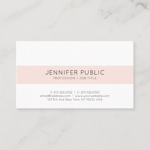Modern Stylish Minimalist Design Trendy Pink Plain Business Card