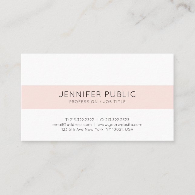 Modern Stylish Minimalist Design Trendy Pink Plain Business Card (Front)