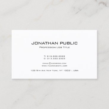 Modern Stylish Minimalist Design Trendy White Business Card
