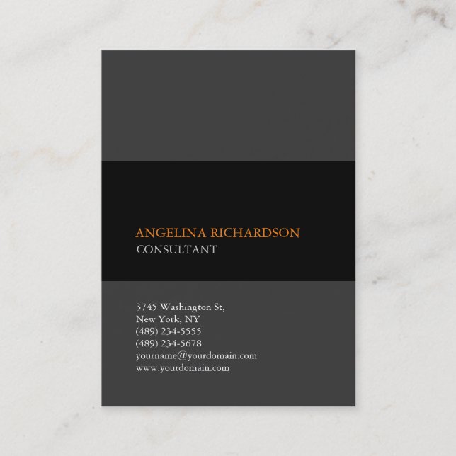 Modern Stylish Minimalist Elegant Plain Gray Black Business Card (Front)