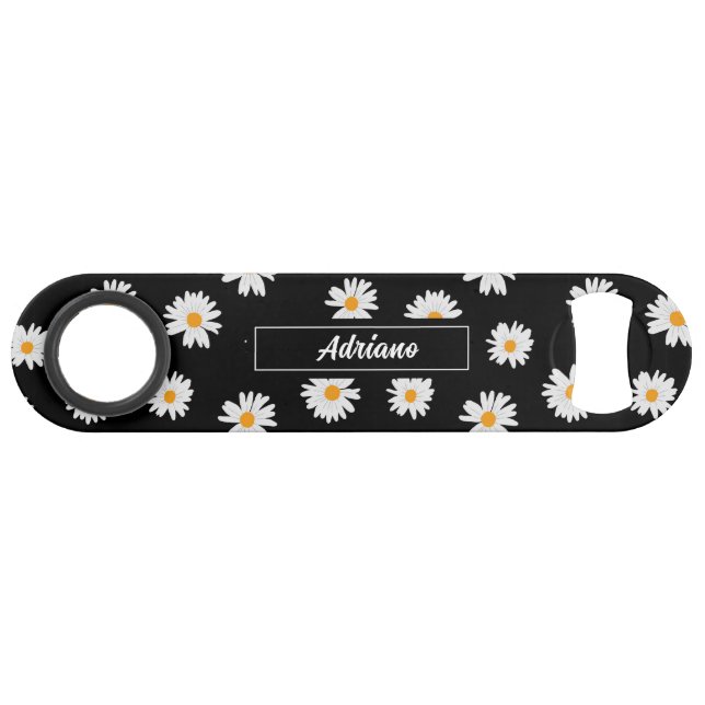 Modern Stylish Minimalist personalized floral  Bar Key (Front (Horizontal))