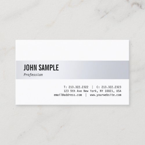 Modern Stylish Minimalist Professional Silver Chic Business Card