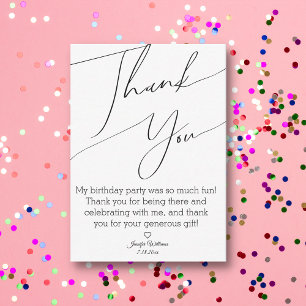 modern stylish minimalist thank you sweet 16 note card