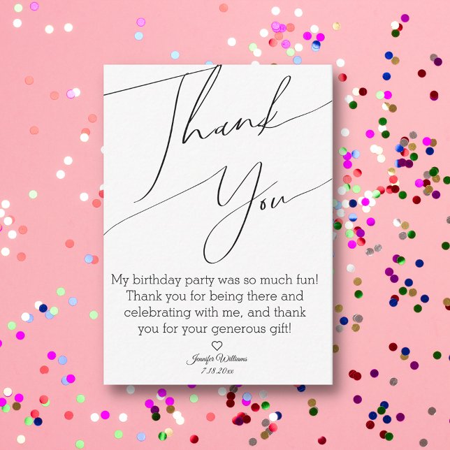modern stylish minimalist  thank you sweet 16   note card (Creator Uploaded)