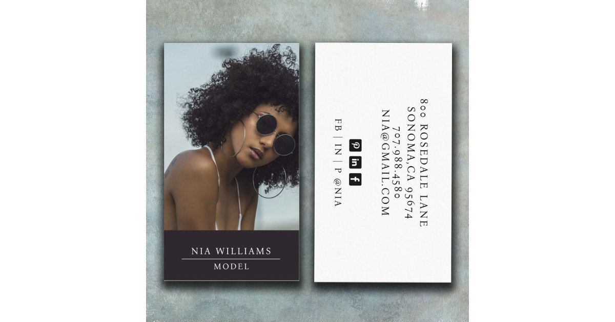 Modern Stylish Model Photo Business Card | Zazzle