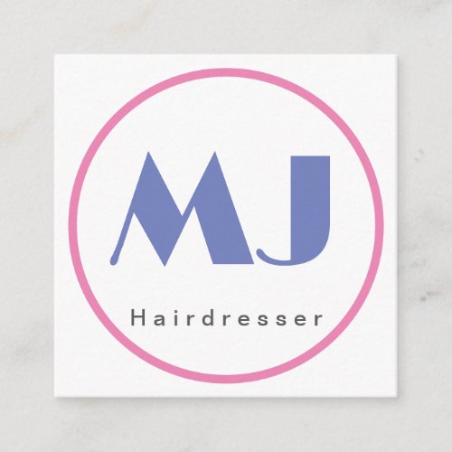 Modern Stylish Monogram Blue White Hairdresser Enclosure Card