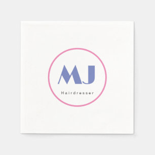 Modern Stylish Monogram Blue White Hairdresser Napkins