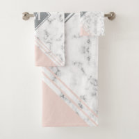 Modern stylish monogram blush pink gray marble