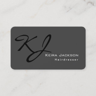 Modern Stylish Monogram Grey Business Card