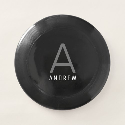 Modern Stylish Monogram Name Initial Black White Wham_O Frisbee