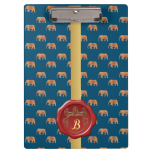 Modern Stylish Monogram Patterns Elephants #5 Clipboard
