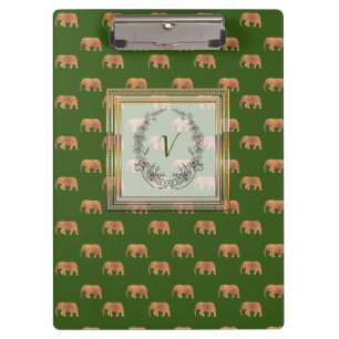 Modern Stylish Monogram Patterns Elephants Clipboard