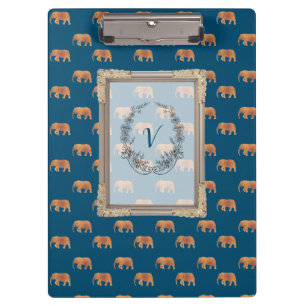 Modern Stylish Monogram Patterns Elephants Clipboard
