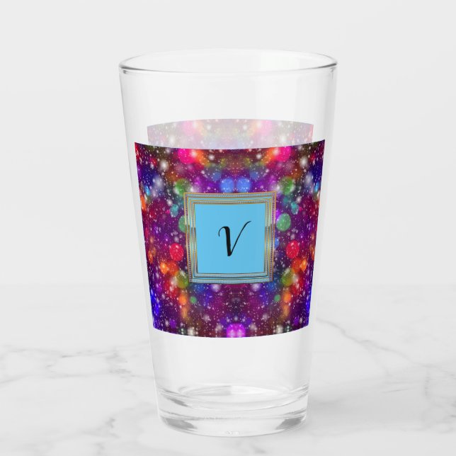Modern Stylish Monogram Patterns Winter Party Glass (Back)