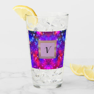 Modern Stylish Monogram Patterns Winter Party Glass