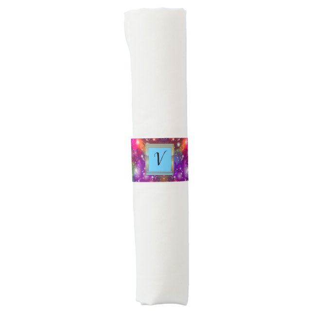Modern Stylish Monogram Patterns Winter Party Napkin Bands (Front)