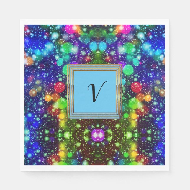 Modern Stylish Monogram Patterns Winter Party Napkins (Front)