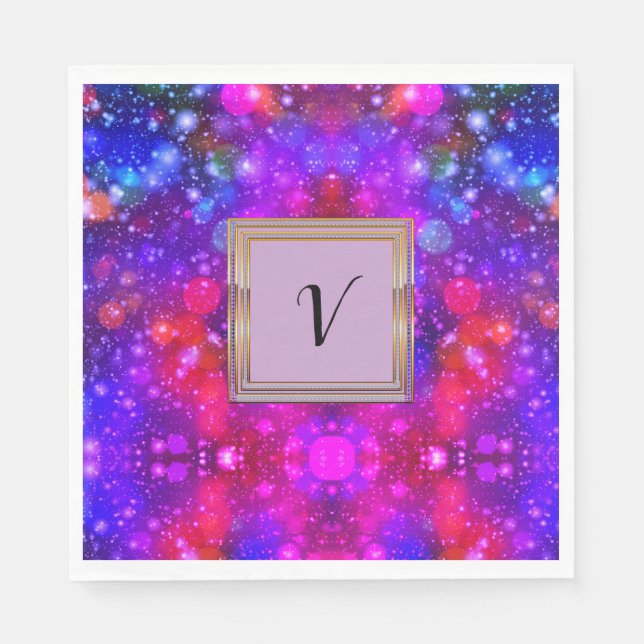 Modern Stylish Monogram Patterns Winter Party Napkins (Front)