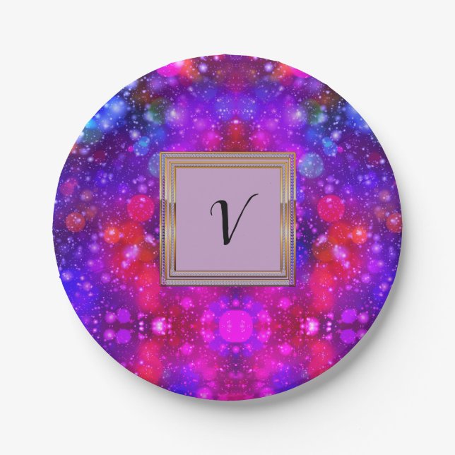 Modern Stylish Monogram Patterns Winter Party Paper Plates (Front)