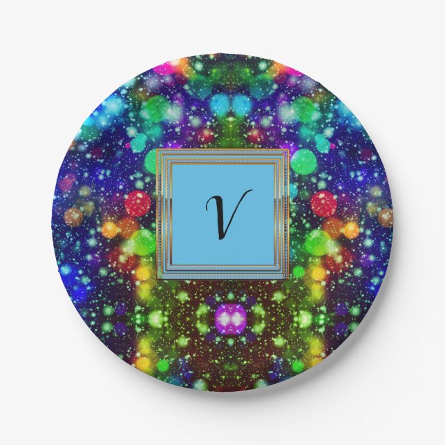 Modern Stylish Monogram Patterns Winter Party Paper Plates (Front)