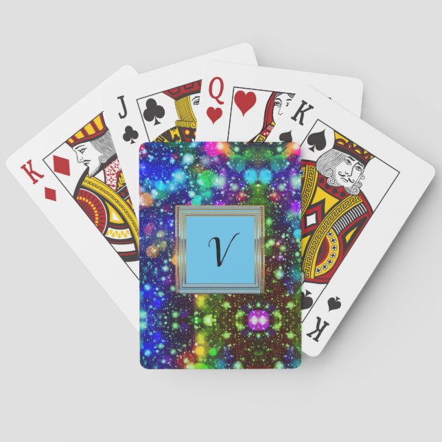 Modern Stylish Monogram Patterns Winter Party Poker Cards (Back)