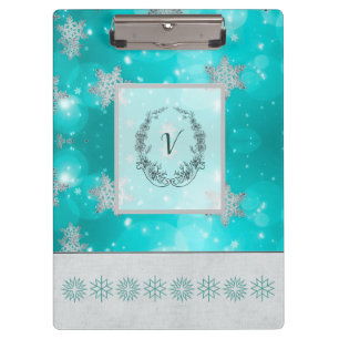 Modern Stylish Monogram Patterns Winter Snowflakes Clipboard