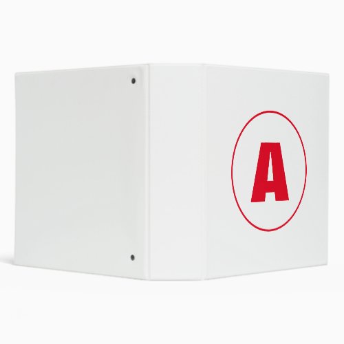 Modern Stylish Monogram Red Initial Letter White 3 Ring Binder