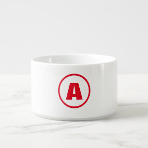 Modern Stylish Monogram Red Initial Letter White Bowl