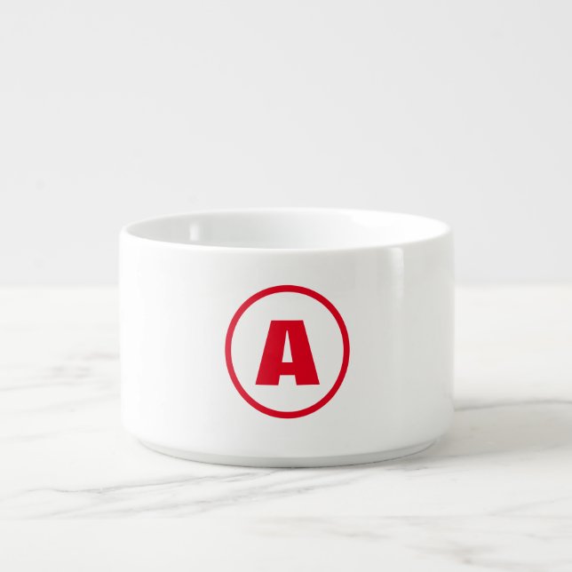 Modern Stylish Monogram Red Initial Letter White Bowl (Center)