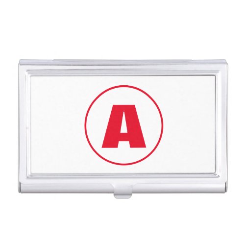 Modern Stylish Monogram Red Initial Letter White Business Card Case