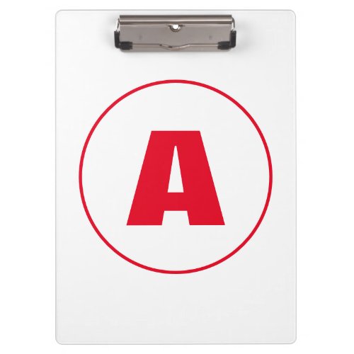 Modern Stylish Monogram Red Initial Letter White Clipboard