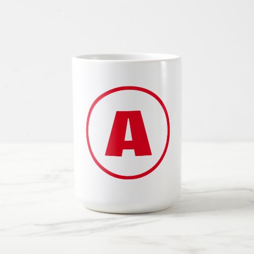 Modern Stylish Monogram Red Initial Letter White Coffee Mug